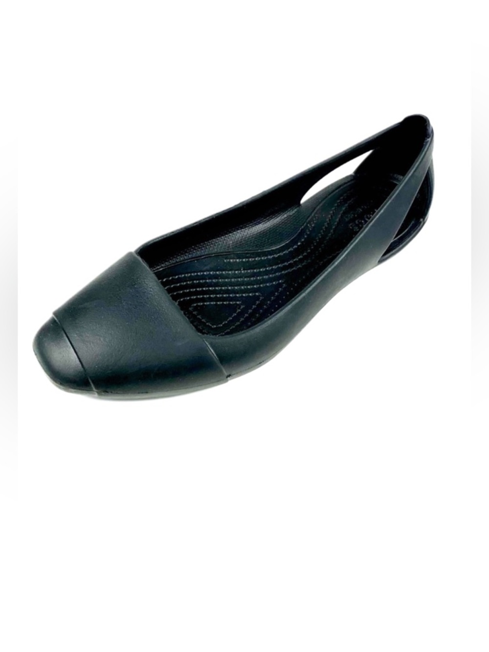 Crocs Womens Open Side Black Rubber Flats Size 9